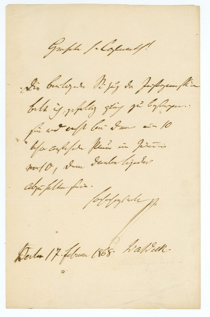 Brief von Benedikt Franz Leo Waldeck