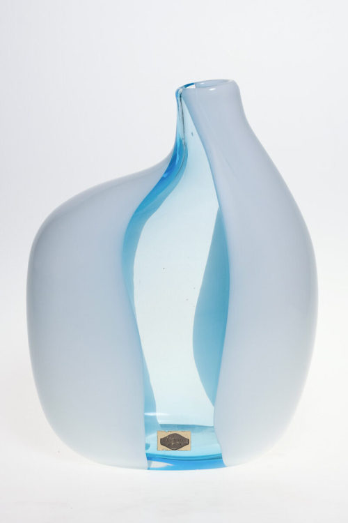 Salviati & C. (Ausführung), Blauweiße Einblumenvase, ca. 1960