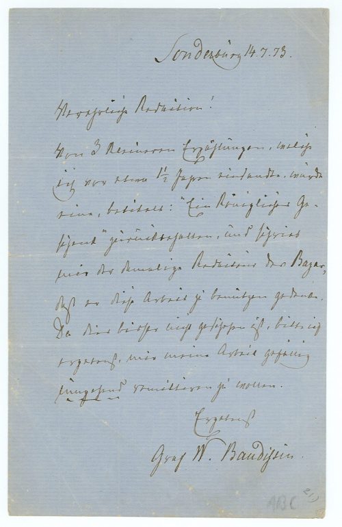 Brief von Wolf Heinrich Graf von Baudissin