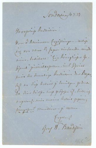Brief von Wolf Heinrich Graf von Baudissin