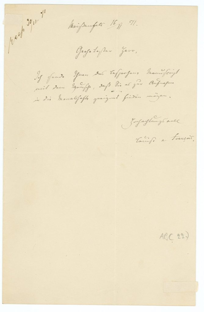 Brief von Louise von François