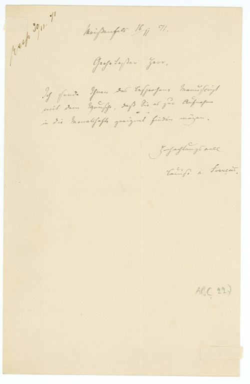 Brief von Louise von François