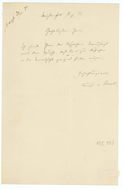 Brief von Louise von François