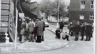 Nach der Schließung des Akademiegebäudes: Internationale Lidl-Arbeitswoche (5. - 10. Mai 1969) vor der Kunstakademie Düsseldorf