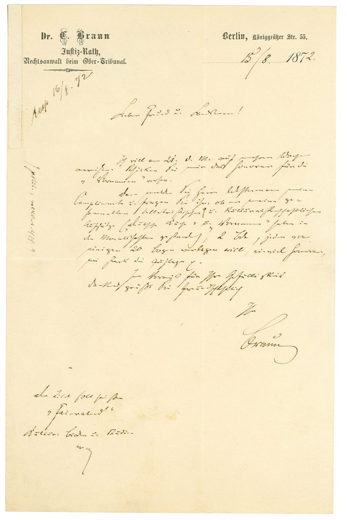 Brief von Karl Braun