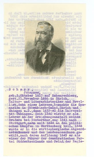 Porträt von Johannes Scherr mit biographischen Angaben