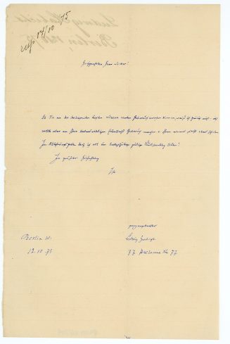 Brief von Ludwig Habicht