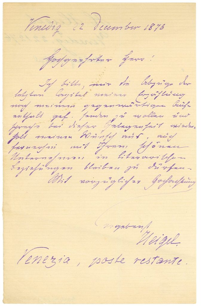 Brief von Karl August von Heigel