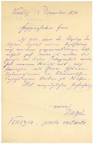 Brief von Karl August von Heigel