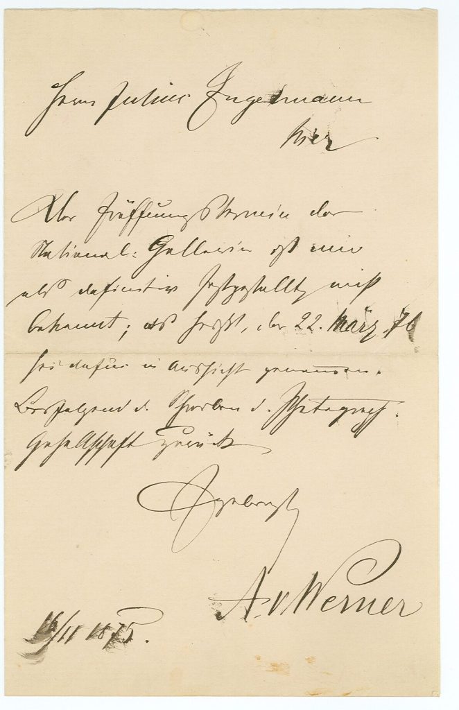 Brief von Anton von Werner