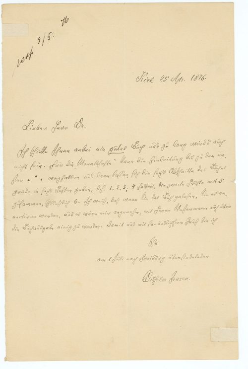 Brief von Wilhelm Jensen