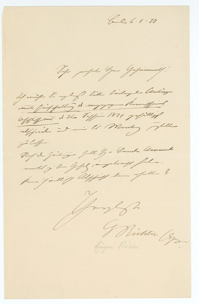 Brief von Eugen Richter