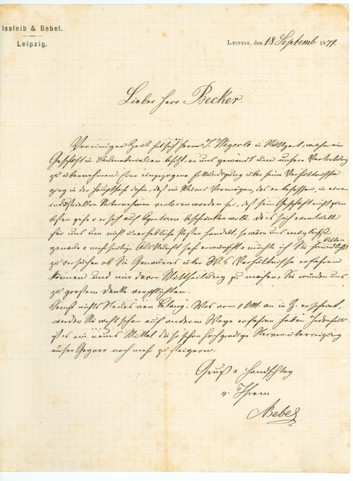 Brief von August Bebel