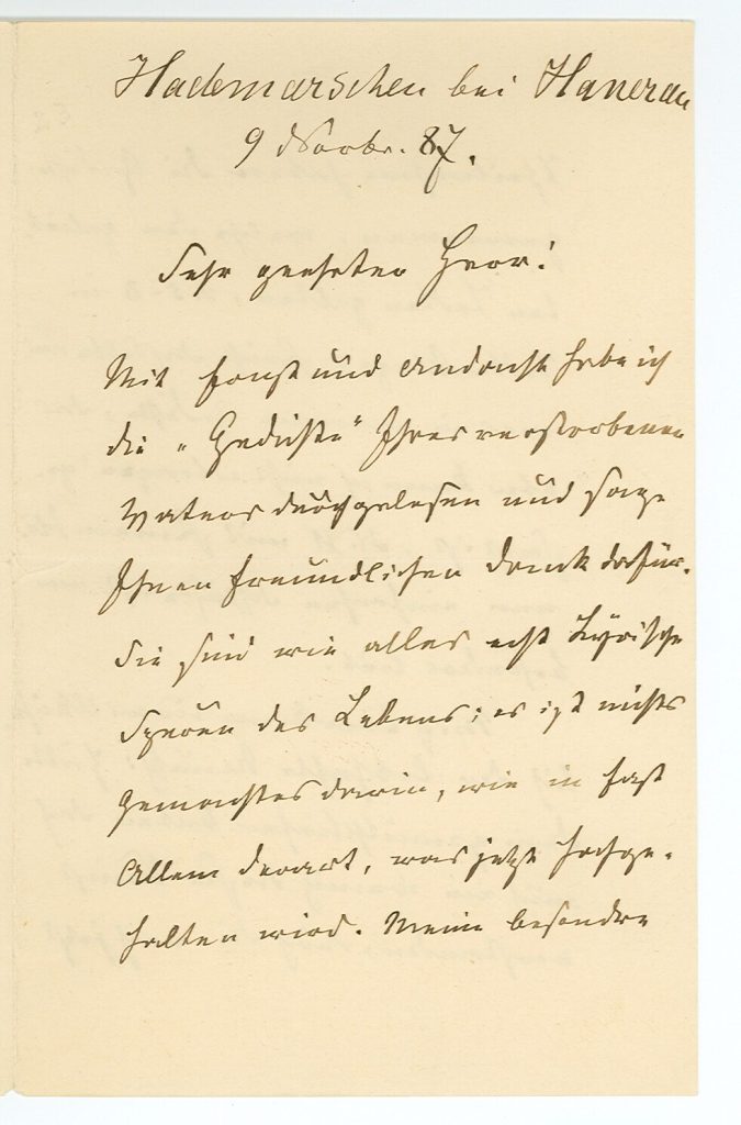 Brief von Theodor Storm