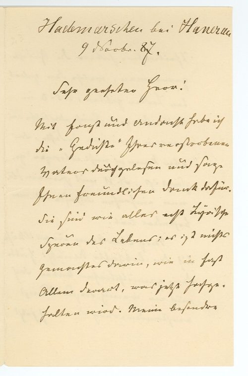 Brief von Theodor Storm