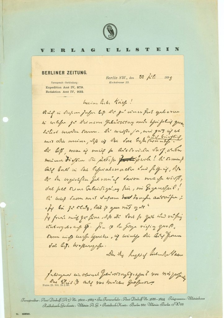 Brief von Leopold Ullstein