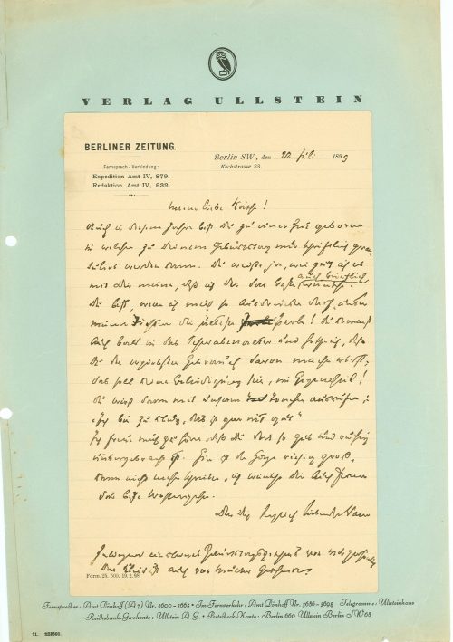 Brief von Leopold Ullstein