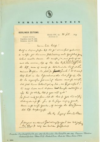 Brief von Leopold Ullstein