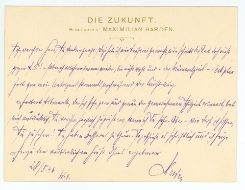 Postkarte von Maximilian Harden