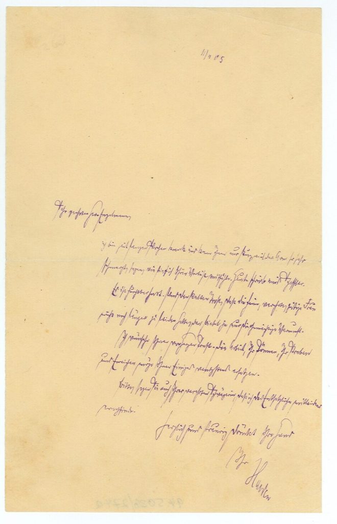 Brief von Maximilian Harden