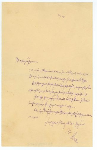 Brief von Maximilian Harden