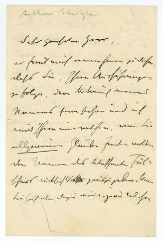 Brief von Arthur Schnitzler