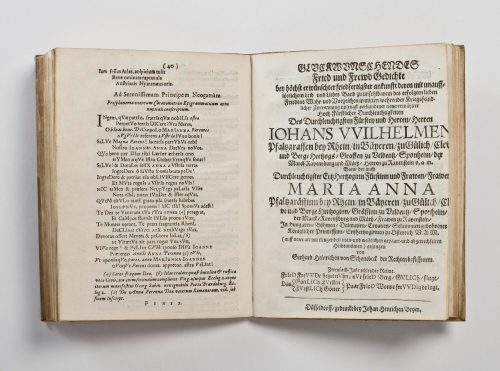 Gerhard Heinrich von Schonebeck (Autor*in), Glückwünschendes Fried und Freud Gedichte [auf die Ankunft Johann Wilhelms und seiner Ehefrau Maria Anna Josepha in den Herzogtümern Jülich und Berg], 1679