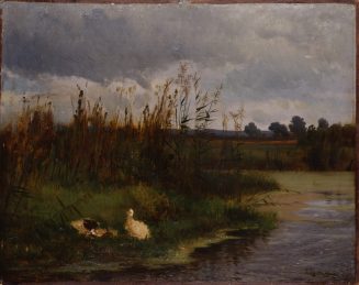 Carl Jutz d. Ä., Landschaft mit Enten (Studie), 1865, Kunstpalast, Düsseldorf, Inv.-Nr. M 4165