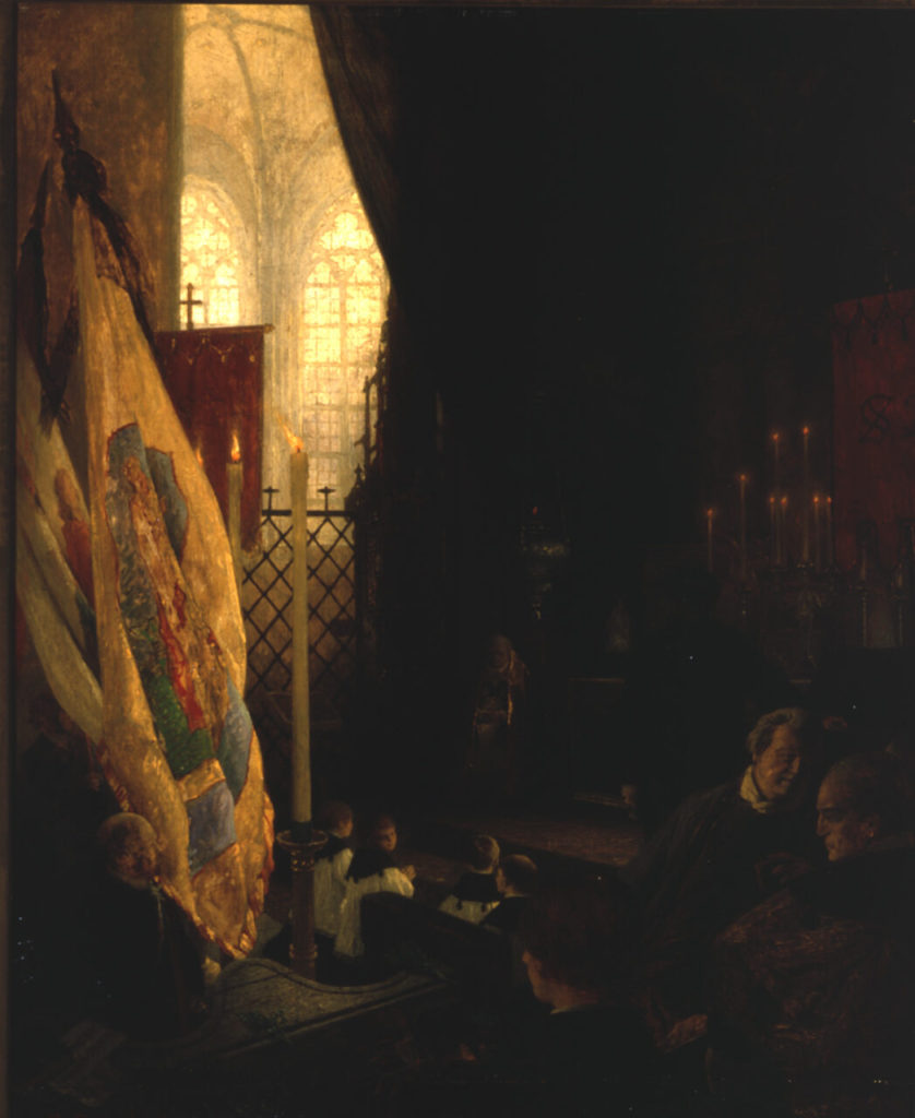 Andreas Achenbach, Totenmesse für Kaplan Hardung  in St. Lambertus Düsseldorf, 1885, Kunstpalas ...