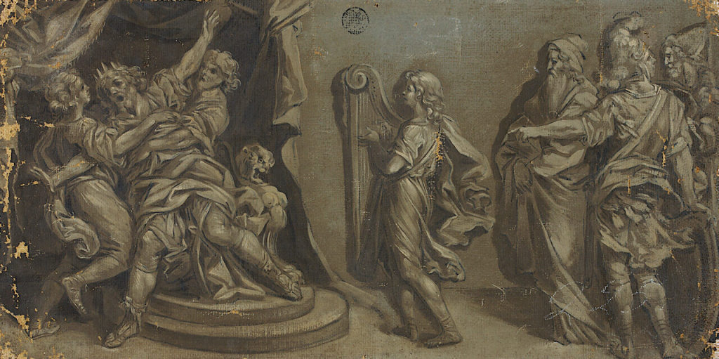 Lambert Krahe, Der Harfe spielende David vor Sauls Thorn, um 1736/56, Kunstpalast, Düsseldorf,  ...