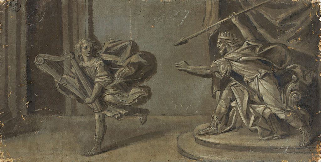 Lambert Krahe, Saul schlägt David mit einem Speer in die Flucht, um 1736/56, Kunstpalast, Düsse ...