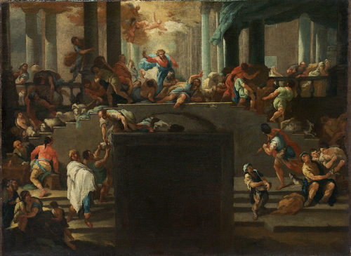 Lambert Krahe, nach Luca Giordano, Die Vertreibung der Wechsler aus dem Tempel, 1746, Kunstpala ...