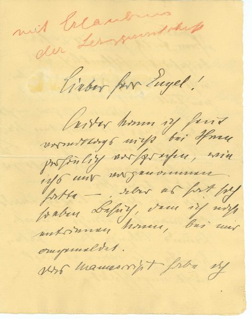 Brief von Hanns Fechner