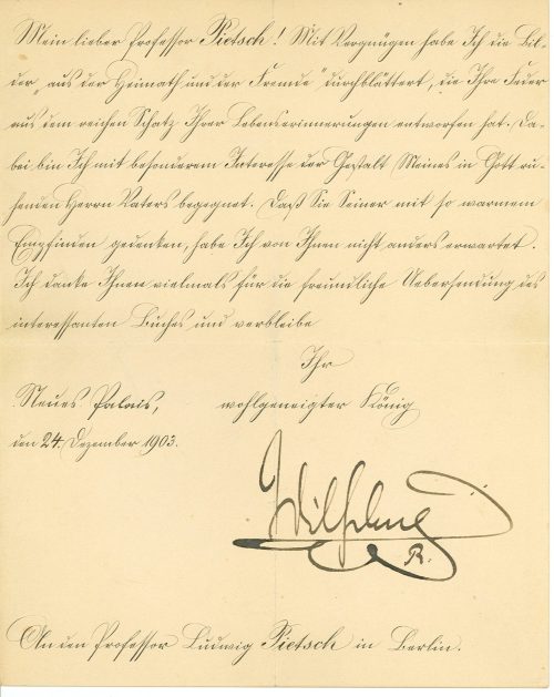 Brief von Wilhelm II. Deutscher Kaiser und König von Preußen