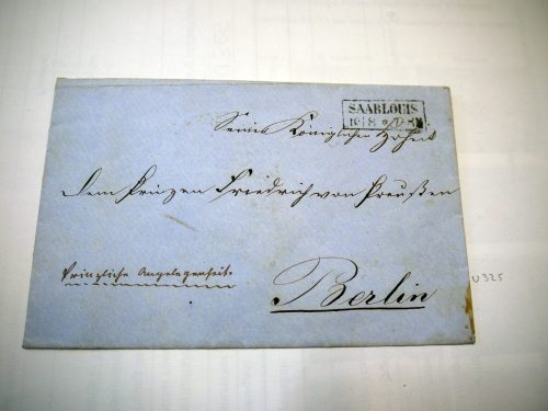 Unbekannt (Absender*in), Briefumschlag an Prinz Friedrich von Preußen, abgesendet in Saarlouis, 19. Jahrhundert