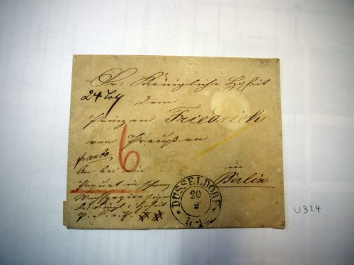 Unbekannt (Absender*in), Briefumschlag an Prinz Friedrich von Preußen, abgesendet in Düsseldorf, 1. Hälfte 19. Jahrhundert