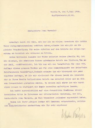 Brief von Gustav Karpeles