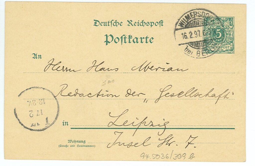 Postkarte von Carl Bleibtreu