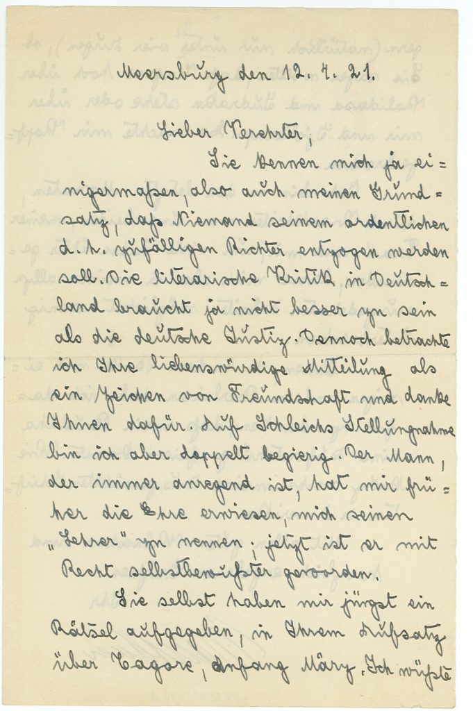 Brief von Fritz Mauthner