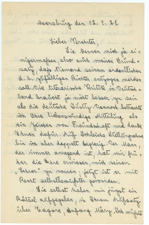 Brief von Fritz Mauthner