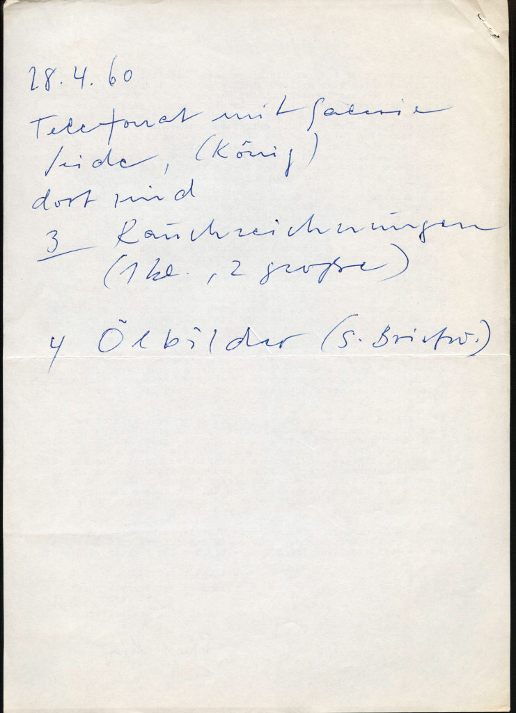 Notiz von Otto Piene