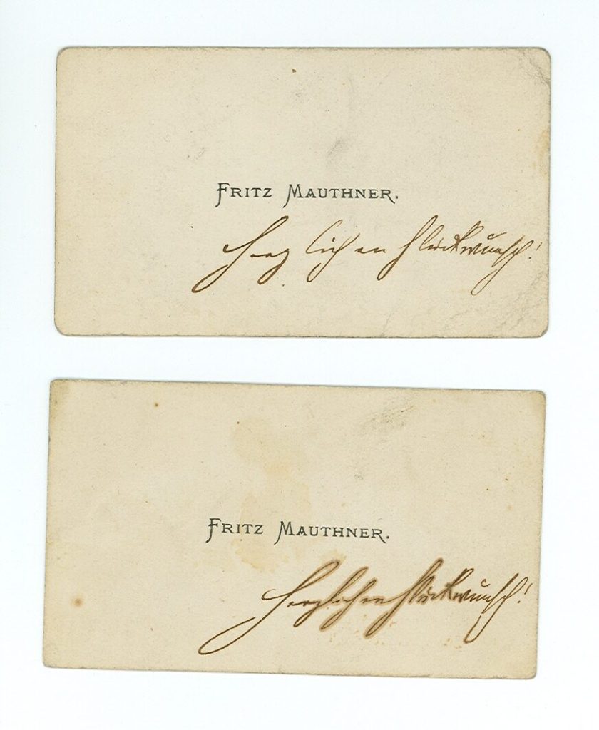 Visitenkarten von Fritz Mauthner