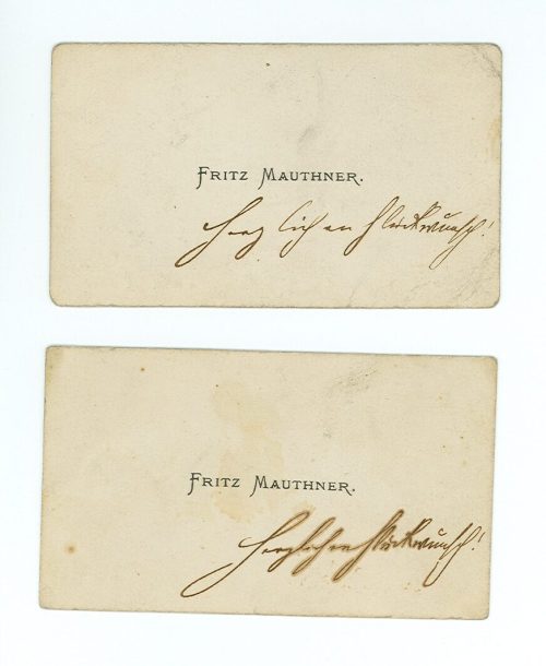 Visitenkarten von Fritz Mauthner