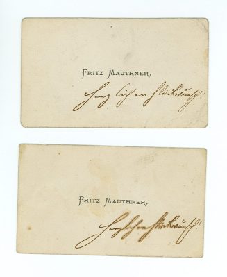 Visitenkarten von Fritz Mauthner
