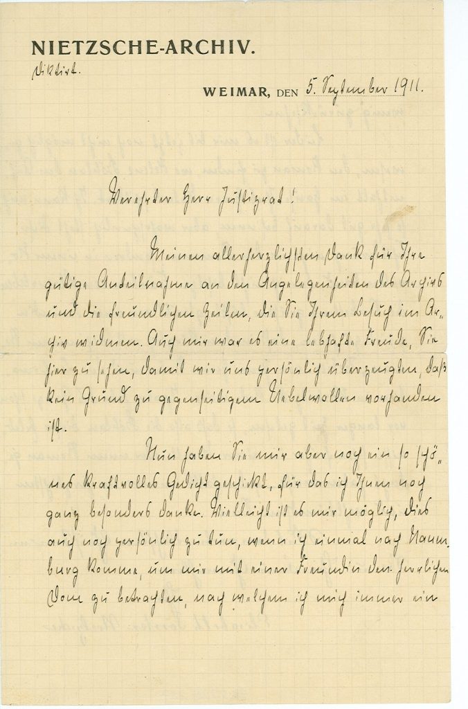 Brief von Elisabeth Förster-Nietzsche