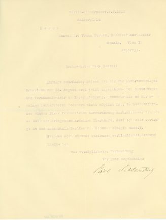 Brief von Paul Schlenther