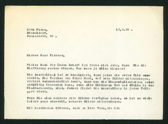 Korrespondenz von Otto Piene an Klaus Jürgen Fischer