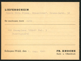 Korrespondenz von Fr. Knoche an Otto Piene