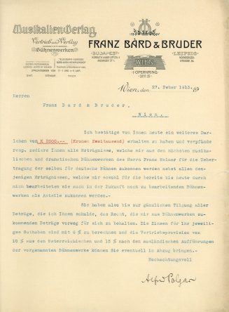 Brief von Alfred Polgar