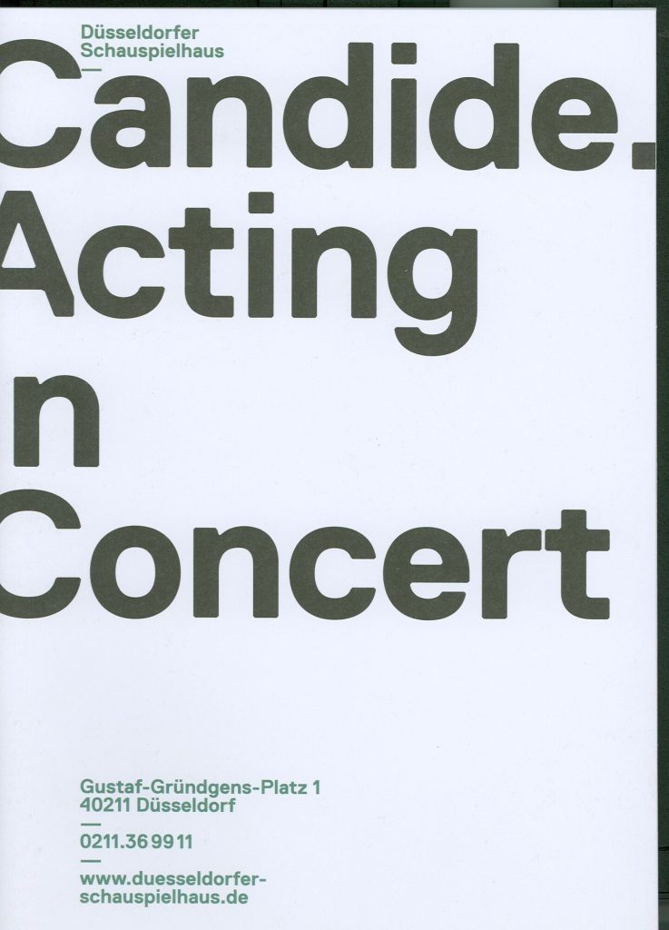 Programmheft zu "Candide. Acting in Concert" - sechs Neuanfänge nach Voltaire. Düsseldorf, 1.3. ...